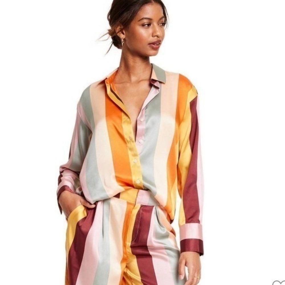 Fe Noel x Target Mixed Stripe Print Button Down Shirt Collab Boho NWT Sz 2X